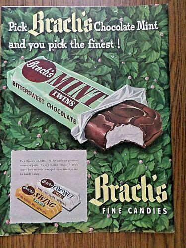 1948 Brachs Candy Ad Chocolate Mint Candy Bars Swing Twins Ebay