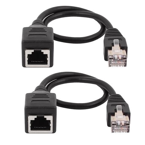 2pcs 30cm Ethernet Lan Male To Female Network Cable Rj45 Extension