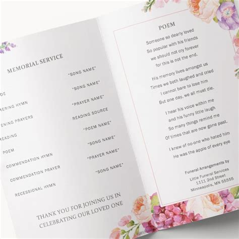 Peach And Purple Floral Funeral Program Template — Lovely Funeral