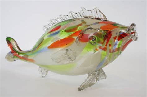 1950s Giant Colorful Murano Hand Blown Glass Fish Sculpture At 1stdibs