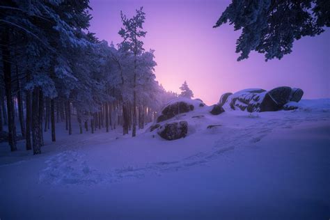 Фото закат зима сумерки бесплатные картинки на Fonwall