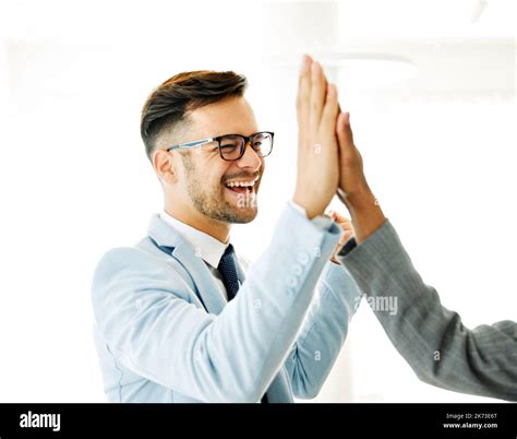 Businessman Man Male Success Young Business Team High Five Support