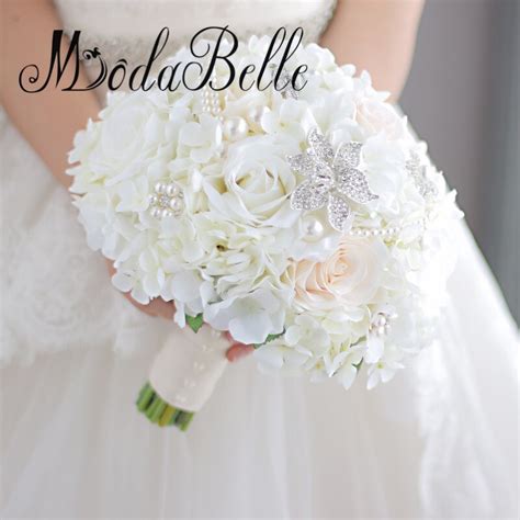 Modabelle Ivory And Coral Crystal Wedding Flowers Bridal Bouquets Flor