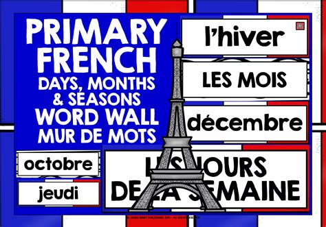 Primary French Days Months Seasons Word Wall Teaching Resources