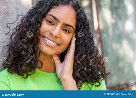Beautiful Mixed Race African American Girl Young Woman Teenager Stock
