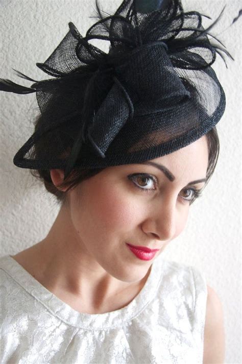 Black Fascinator Penny Mesh Hat Fascinator With Mesh Ribbons And