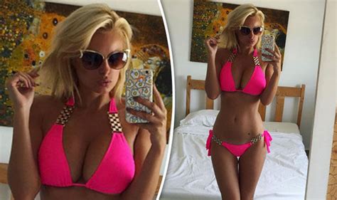 Rhian Sugden Sizzles As She Squeezes Her Ample Bust Into Racy Bikini
