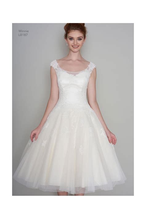 1950s White Lace Tea Length Wedding Dress Vintage Lace 1950s Wedding