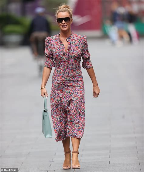 Amanda Holden Displays Her Svelte Physique In A Stylish Pink Floral Dress Daily Mail Online
