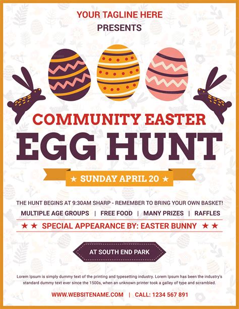 Elegant Easter Egg Hunt Flyer Design Template In Word Psd Publisher