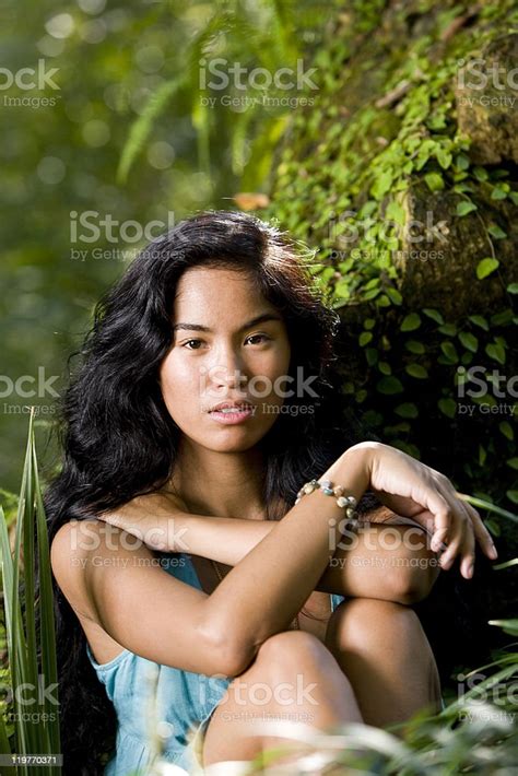 Portrait Of Beautiful Young Pacific Islander Woman Stock Photo