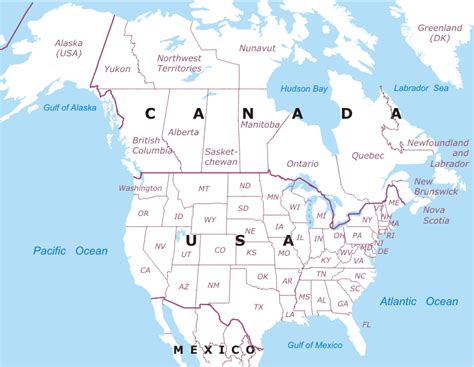 The United States And Canada Political Map Thefreebiedepot