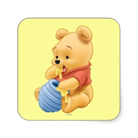 Winnie The Pooh Baby Pooh Eating Honey Square Sticker The Ojays