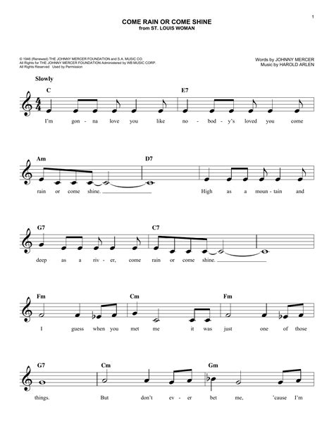 These examples have been automatically selected and may contain sensitive content.read more… Come Rain Or Come Shine Sheet Music | Harold Arlen | Lead ...