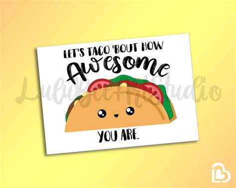 Printable Thank You Taco Pun Card Appreciation Card Nurse Thank You
