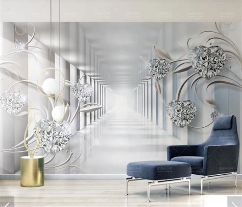 3d Abstract White Flower Diamond Wall Mural Wallpaper Wall Art Decor