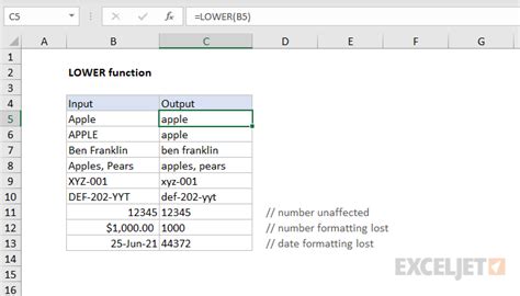 Excel Lower Function Exceljet