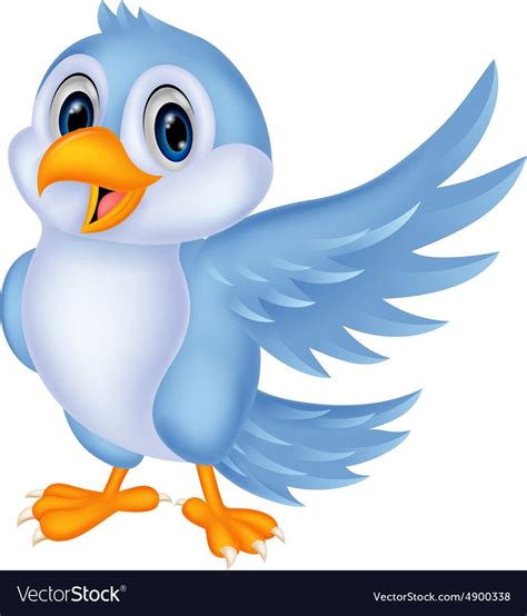 Illustration Of Cute Blue Bird Cartoon Waving Download A Free Preview