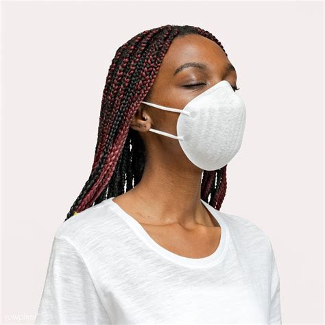 black woman wearing  mask mockup  image  rawpixelcom teddy rawpixel