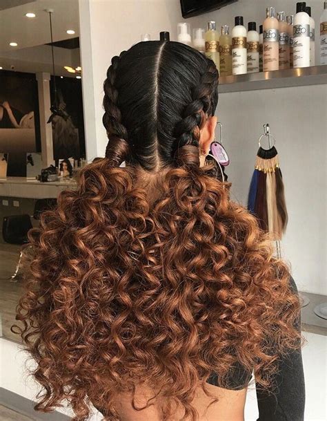 Double French Braids With Curly Extensions Braidshairstyles Curly
