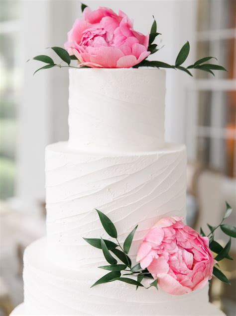 Wedding Round Buttercream Cake With Pink Peonies Pink Wedding Cake