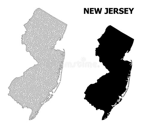 Polygonal 2d Mesh High Resolution Vector Map Of New Jersey State