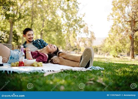 Affectionate Couple On Picnic Stock Image Image Of Female Lifestyle 115576641
