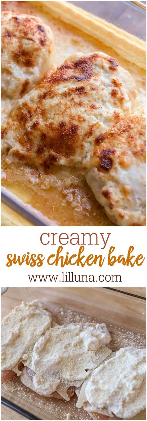 There are so many ways you can incorporate chicken broth in your favorite recipes (bbq marinade, snacks or you can enjoy your easy parmesan chicken just like that or add our delicious sour cream topping! DELICIOUS Creamy Swiss Chicken Bake | Lil' Luna