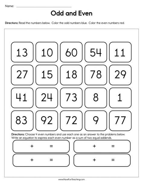 Odds And Even Numbers Worksheets Worksheetsday