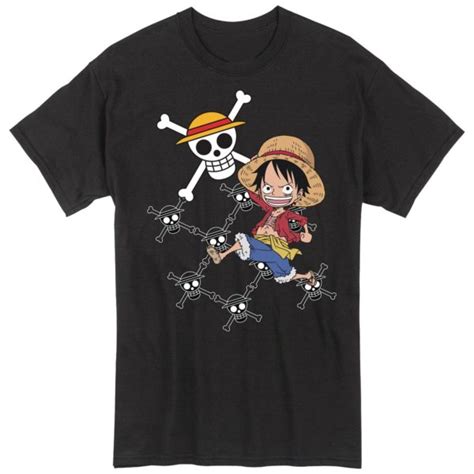 One Piece Luffy Skulls Black T Shirt Anime And Things