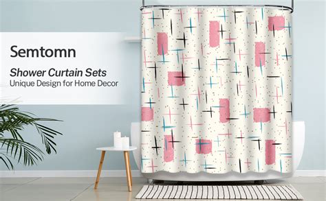 Amazon Com Semtomn Shower Curtain Mid Atomic Pink Pattern Century