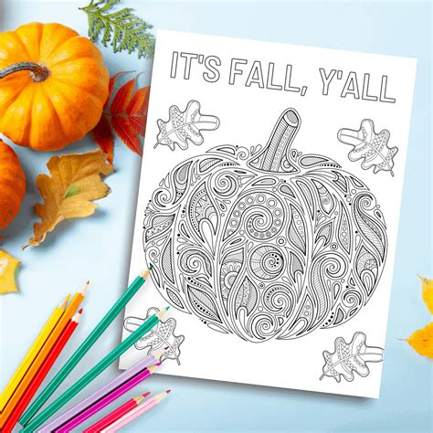 Printable It's Fall Y'all Pumpkin Coloring Page - Easy Crafts 101