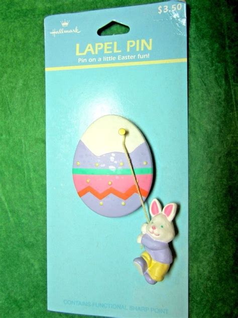 Hallmark Bunny Rabbit Easter Egg Lapel Pin Vintage Noc Lote22