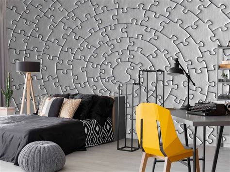 Grey Puzzle Wallpaper Round Puzzle Look For Walls About Murals