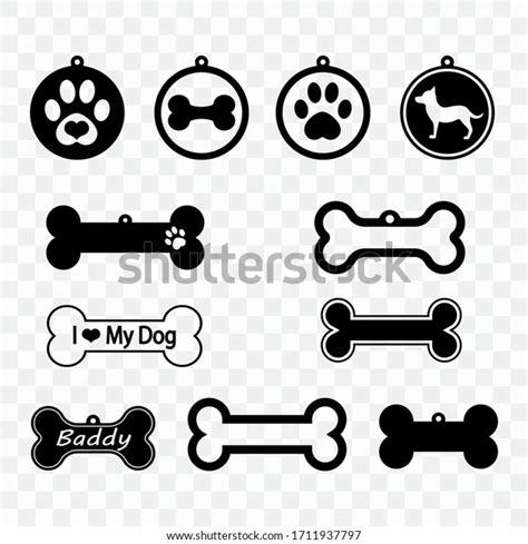 Cutout Icon Dog Tag Dog Bone Stock Vector Royalty Free 1711937797