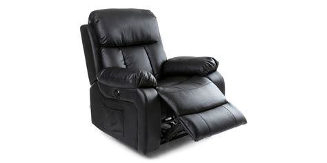 Salisbury Leather Electric Recliner Chair With Massage And Heat In Black