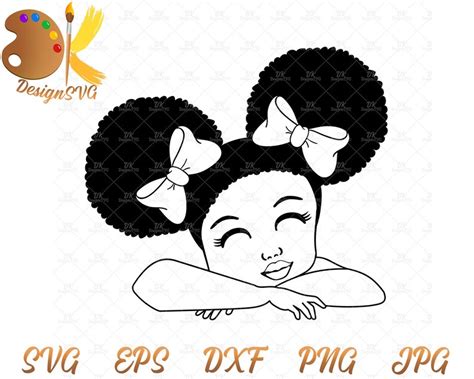 Black Girl With Bows Svg Cute Afro Girl Svg Afro Kid Svg Etsy
