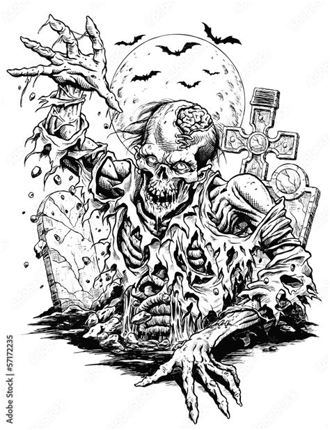 Zombie Comic Illustration Line Art Stock Vector Adobe Stock