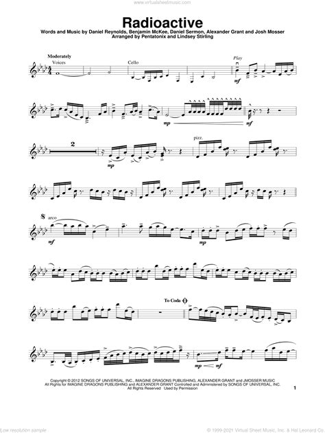 Free violin and piano sheetmusic; Stirling - Radioactive sheet music for violin solo PDF