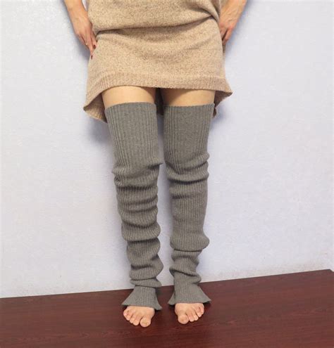 Cashmere Wool Knitted Extra Long Leg Warmer Cashmere Thigh High Over The Knee Long Leg Warmers