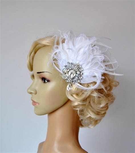 Vintage Bridal Flapper Headpiece Fascinator 1920s Rhinestone Flapper