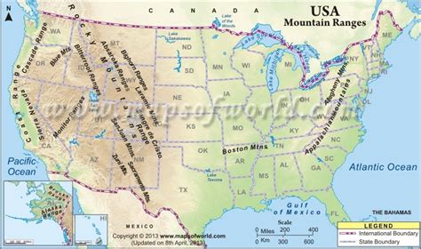 United States Mountain Ranges Map Mountain Range United States