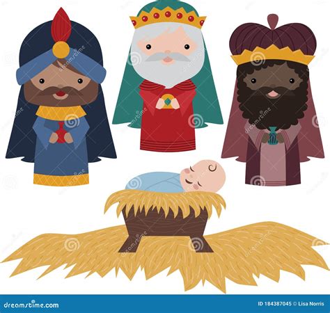 Vector Nativity Three Wise Men Illustration Clip Art Stock Vector