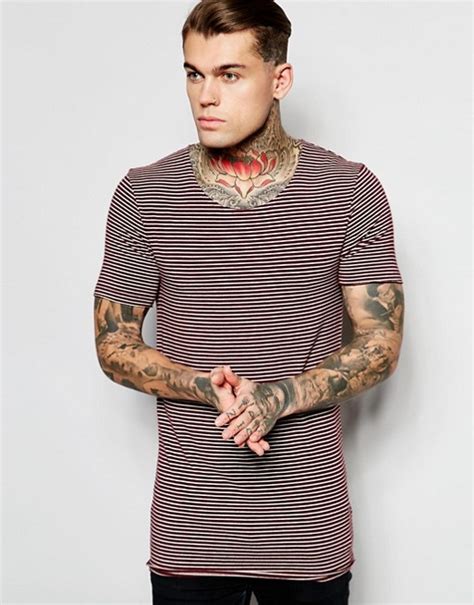 Asos Design Asos Longline Muscle T Shirt In Stripe With Scoop Neck