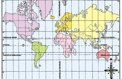 Planisferio Para Imprimir Con Paralelos Y Meridianos Cartografia Geografia Y Medio Ambiente
