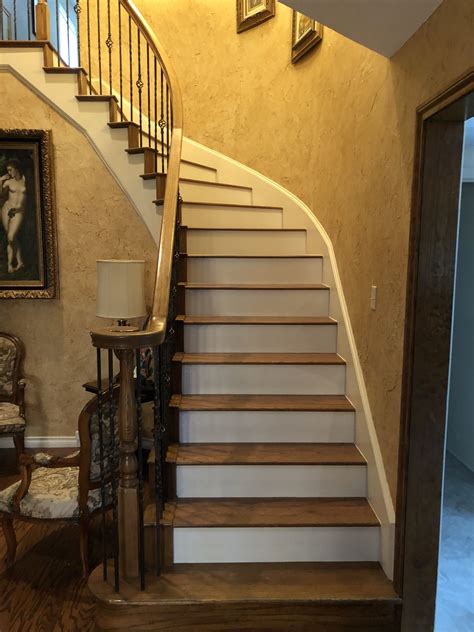 Bruce Wood Color Mello With White Stair Risers White Stair Risers