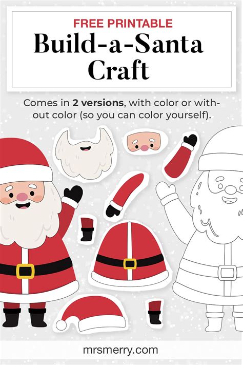 Christmas Build A Santa Craft Mrs Merry Santa Crafts Santa Claus