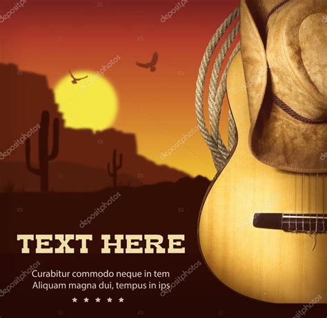 American Country Music Posterwestern Background With Guitar And