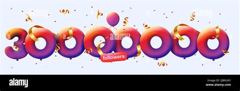 Banner With 30000000 Followers Thank You In Form 3d Red Balloons And