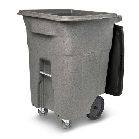 Toter 96 Gal Graystone Trash Can With Casters And Lid